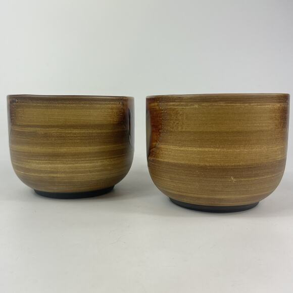 2 Sango Splash Coffee Mug Jumbo Lrg Cup Bowl 24oz Stoneware 4951 Glazed Brown - Picture 4 of 9